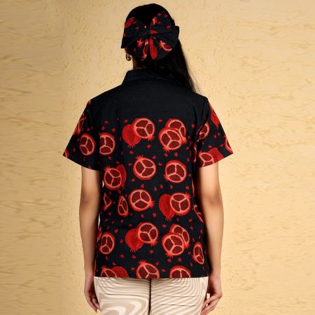 Handcrafted Half Sleeves Pomegranate Shirt Cotton
